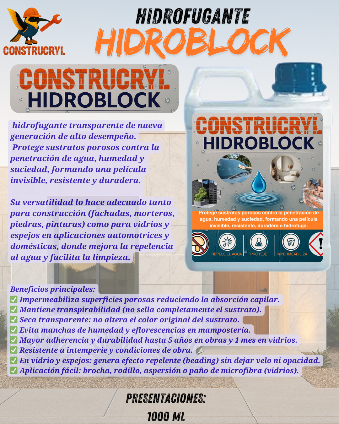 CONSTRUCRY HIDROBLOCK HIDROFUGANTE 1 Kg