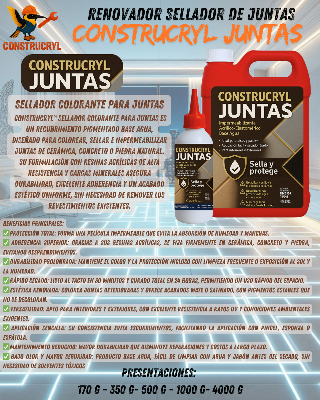 CONSTRUCRYL JUNTAS BOQUILLA IMPERMEABLE