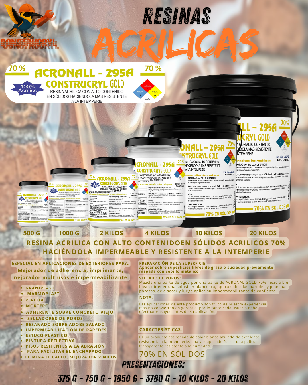CONSTRUCRYL ACRONALL GOLD 290 A 70 %