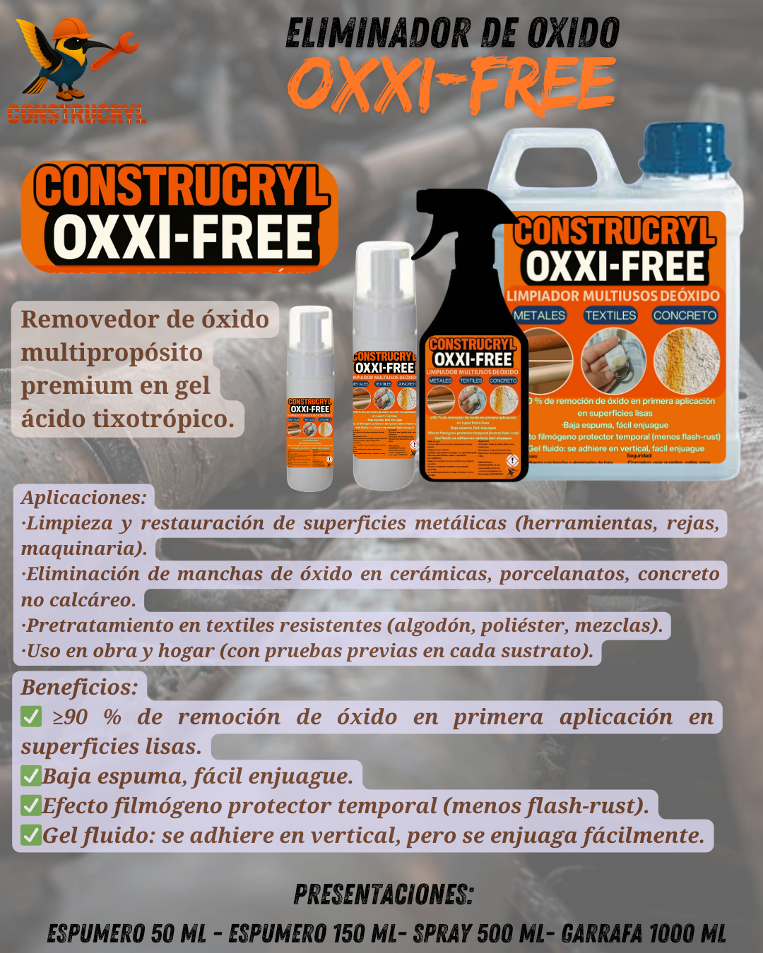 CONSTRUCRYL OXXI-FREE  ELIMINADOR DE OXIDO