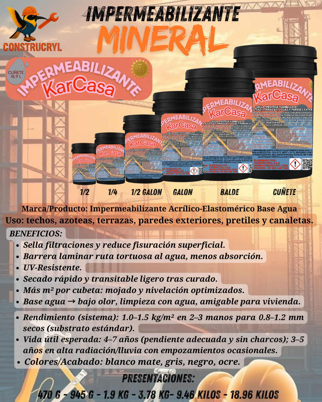 CONSTRUCRYL IMPERMEABILIZANTE KARCASA MINERAL